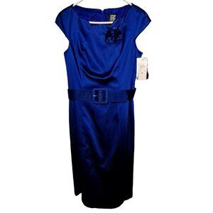 NEW Jax Royal Blue Mother of the Bride Cocktail Belted Sheath Dress Size 8
